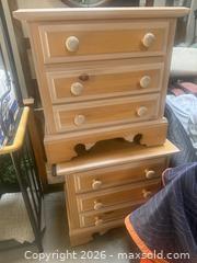 MaxSold Auction: Pair of Solid Pine Nightstands, 3-Drawer, Light Natural Finish - Burlington (Ontario, Canada) SELLER MANAGED Estate Sale Online Auction - Aldershot