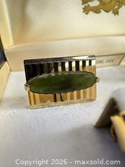 MaxSold Auction: Jade Dynasty Men's Full Set: Jade Cufflinks & Gold-Tone Tie Clip - San Jose (California, USA) PARTNER MANAGED Estate Sale Online Auction - E Humboldt