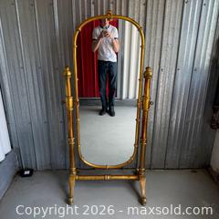 MaxSold Auction: Vintage Large Campaign-Style Floor Mirror  - Toronto (Ontario, Canada) PARTNER MANAGED Reseller Online Auction - Crouse Road (STORAGE)