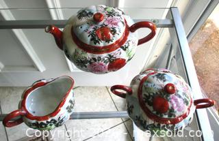 MaxSold Auction: ANTIQUE CHINESE HAND PAINTED MELON SHAPED TEA SET - Prince Edward (Ontario, Canada) PARTNER MANAGED Estate Sale Online Auction - County Road 3 