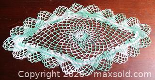 MaxSold Auction: ANTIQUE VICTORIAN HAND MADE GREEN & WHITE DOILY CROCHET  - Prince Edward (Ontario, Canada) PARTNER MANAGED Estate Sale Online Auction - County Road 3 
