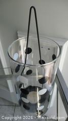 MaxSold Auction: WHITE & BLACK POLKA DOT GLASS HURRICANE STYLE VOTIVE CANDLE HOLDER - Prince Edward (Ontario, Canada) PARTNER MANAGED Estate Sale Online Auction - County Road 3 