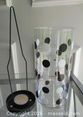 MaxSold Auction: WHITE & BLACK POLKA DOT GLASS HURRICANE STYLE VOTIVE CANDLE HOLDER - Prince Edward (Ontario, Canada) PARTNER MANAGED Estate Sale Online Auction - County Road 3 