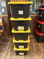 MaxSold Auction: Five Black Plastic Totes  - Owen Sound (Ontario, Canada) SELLER MANAGED Commercial Liquidation Online Auction - 2nd Avenue East