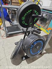 MaxSold Auction: Gearforfit Olympic Rubber Weight Plate Set — 45/25/10 lb - Toronto (Ontario, Canada) PARTNER MANAGED Reseller Online Auction - Coldwater Road