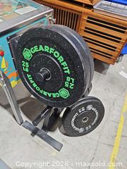 MaxSold Auction: Gearforfit Olympic Rubber Weight Plate Set — 45/25/10 lb - Toronto (Ontario, Canada) PARTNER MANAGED Reseller Online Auction - Coldwater Road