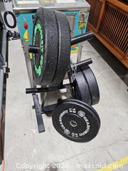 MaxSold Auction: Gearforfit Olympic Rubber Weight Plate Set — 45/25/10 lb - Toronto (Ontario, Canada) PARTNER MANAGED Reseller Online Auction - Coldwater Road