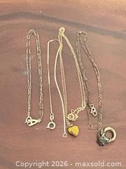 MaxSold Auction: Lot of Gold Tone & Solid Gold Necklaces with Stone Pendants - Okatie (South Carolina, USA) SELLER MANAGED Moving Online Auction - Bee Tree Drive