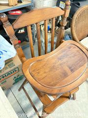 MaxSold Auction: Solid Wood Vintage High Chair, Brown / Natural Finish - Okatie (South Carolina, USA) SELLER MANAGED Moving Online Auction - Bee Tree Drive
