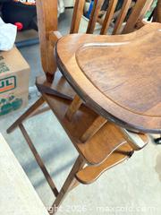 MaxSold Auction: Solid Wood Vintage High Chair, Brown / Natural Finish - Okatie (South Carolina, USA) SELLER MANAGED Moving Online Auction - Bee Tree Drive