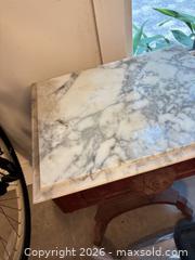 MaxSold Auction: Victorian-style Marble Top Side Table with Drawer - Okatie (South Carolina, USA) SELLER MANAGED Moving Online Auction - Bee Tree Drive