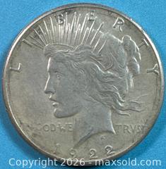 MaxSold Auction: 1922-S Silver Peace Dollar USA - Lincoln (Ontario, Canada) SELLER MANAGED Downsizing Online Auction - Bartlett Road (STORAGE)