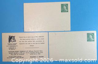 MaxSold Auction: Canadian Postal Stationary With Advertising - Lincoln (Ontario, Canada) SELLER MANAGED Downsizing Online Auction - Bartlett Road (STORAGE)