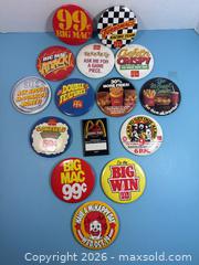 MaxSold Auction: Lot of 15 Vintage McDonalds Pinbacks - Lincoln (Ontario, Canada) SELLER MANAGED Downsizing Online Auction - Bartlett Road (STORAGE)