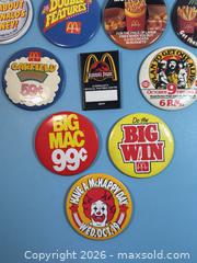 MaxSold Auction: Lot of 15 Vintage McDonalds Pinbacks - Lincoln (Ontario, Canada) SELLER MANAGED Downsizing Online Auction - Bartlett Road (STORAGE)