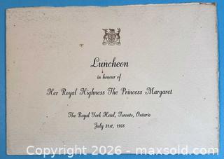 MaxSold Auction: Royal Highness Princess Margaret Royal York Hotel Luncheon Menu/Program 1958 - Lincoln (Ontario, Canada) SELLER MANAGED Downsizing Online Auction - Bartlett Road (STORAGE)