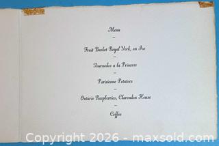 MaxSold Auction: Royal Highness Princess Margaret Royal York Hotel Luncheon Menu/Program 1958 - Lincoln (Ontario, Canada) SELLER MANAGED Downsizing Online Auction - Bartlett Road (STORAGE)