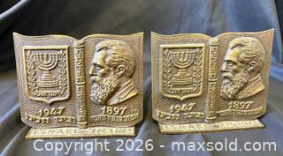 MaxSold Auction: Antique Bronze Pair Theodor Herzl Israel Nation 1897-1947 Bookends - Toronto (Ontario, Canada) PARTNER MANAGED Reseller Online Auction - Railside Road