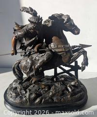 MaxSold Auction: C.1900 Bronzed Spelter Metal Gallic Warrior Knight On Horseback Statue - Toronto (Ontario, Canada) PARTNER MANAGED Reseller Online Auction - Railside Road