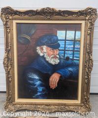 MaxSold Auction: Large GIlt Wood Framed Ship Captain With Pipe Character Study Oil Painting On Board Signed G Riggs - Toronto (Ontario, Canada) PARTNER MANAGED Reseller Online Auction - Railside Road