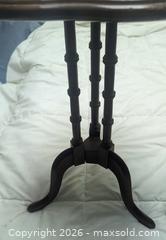 MaxSold Auction: Pair Vintage Signed Yderängen Båstad, Sweden Mahogany Wood Cloverleaf Leather Tops Side Tables 13x20" - Toronto (Ontario, Canada) PARTNER MANAGED Reseller Online Auction - Railside Road