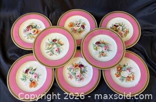 MaxSold Auction: Set 8 C.1900 Minton Era Deep Pink Gold Rimmed Botanical Side Plates - Toronto (Ontario, Canada) PARTNER MANAGED Reseller Online Auction - Railside Road