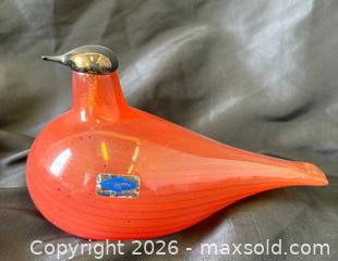 MaxSold Auction: Vintage Oiva Toikka Finland Art Glass Brilliant Red Bird Sculpture Signed W/ Label - Toronto (Ontario, Canada) PARTNER MANAGED Reseller Online Auction - Railside Road