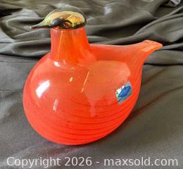 MaxSold Auction: Vintage Oiva Toikka Finland Art Glass Brilliant Red Bird Sculpture Signed W/ Label - Toronto (Ontario, Canada) PARTNER MANAGED Reseller Online Auction - Railside Road