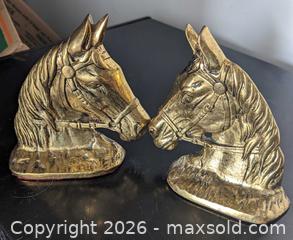 MaxSold Auction: Vintage Pair Solid Brass Equine Horse Head Bookends - Toronto (Ontario, Canada) PARTNER MANAGED Reseller Online Auction - Railside Road