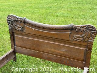 MaxSold Auction: Antique Jacobean Revival Carved Quarter-Sawn Oak Bed Frame c.1900 - Hamilton (Ontario, Canada) SELLER MANAGED Estate Sale Online Auction - Park Street