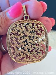 MaxSold Auction: (10K) 15.86g Vintage Gold Modernist High-Relief Figural Pendant w/ Ruby's & Diamonds - New Westminster (British Columbia, Canada) PARTNER MANAGED Downsizing Online Auction - Quayside Drive (CONDO)