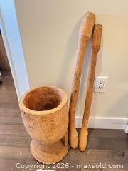 MaxSold Auction: Vintage African Hand-Carved Wooden Mortar & Pestle - New Westminster (British Columbia, Canada) PARTNER MANAGED Downsizing Online Auction - Quayside Drive (CONDO)