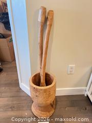 MaxSold Auction: Vintage African Hand-Carved Wooden Mortar & Pestle - New Westminster (British Columbia, Canada) PARTNER MANAGED Downsizing Online Auction - Quayside Drive (CONDO)