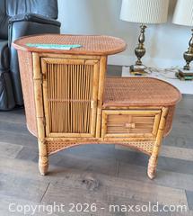 MaxSold Auction: Vintage MCM Split-Level End Table (Cane & Bamboo) - New Westminster (British Columbia, Canada) PARTNER MANAGED Downsizing Online Auction - Quayside Drive (CONDO)