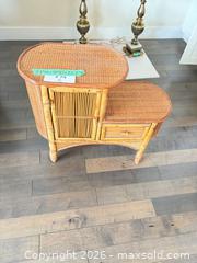 MaxSold Auction: Vintage MCM Split-Level End Table (Cane & Bamboo) - New Westminster (British Columbia, Canada) PARTNER MANAGED Downsizing Online Auction - Quayside Drive (CONDO)