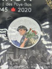 MaxSold Auction: .9999 Fine Silver 2020 Canada $10 Pure Silver Coin - 75th Anniversary of the Liberation of the Netherlands - Esquimalt (British Columbia, Canada) PARTNER MANAGED Reseller Online Auction - Lampson Street