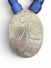 MaxSold Auction: First Nations Sterling Silver Pendant by Norman Seaweed with 10 Cobalt Blue Trade Beads - 18" Length, 17.14g - Esquimalt (British Columbia, Canada) PARTNER MANAGED Reseller Online Auction - Lampson Street