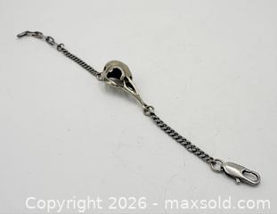 MaxSold Auction: Sterling Silver Bird Skull Curb Chain Bracelet - 7.5" - Esquimalt (British Columbia, Canada) PARTNER MANAGED Reseller Online Auction - Lampson Street