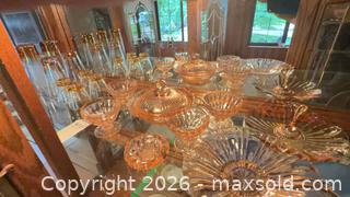 MaxSold Auction: Pink/Peach Depression Glassware Lot — Serving Bowls & Tumblers - Langford (British Columbia, Canada) PARTNER MANAGED Estate Sale Online Auction - Glen Lake Road