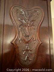 MaxSold Auction: Antique French Provincial Solid Wood Armoire with Oval Mirror - Yonkers (New York, USA) SELLER MANAGED Downsizing Online Auction - Riverdale Avenue (STORAGE)