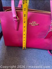 MaxSold Auction: Coach Pink Leather Tote Shoulder Bag - Yonkers (New York, USA) SELLER MANAGED Downsizing Online Auction - Riverdale Avenue (STORAGE)