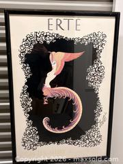 MaxSold Auction: Erté Framed Large Art Deco Fashion Print in Black Frame - Yonkers (New York, USA) SELLER MANAGED Downsizing Online Auction - Riverdale Avenue (STORAGE)