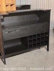 MaxSold Auction: Espresso Wood Bar Cabinet with Built-in Wine Rack & Drawer - Yonkers (New York, USA) SELLER MANAGED Downsizing Online Auction - Riverdale Avenue (STORAGE)