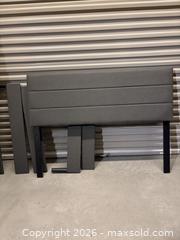 MaxSold Auction: Full Gray Upholstered Headboard with Metal Bed Frame & Slats - Yonkers (New York, USA) SELLER MANAGED Downsizing Online Auction - Riverdale Avenue (STORAGE)