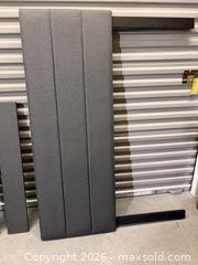 MaxSold Auction: Full Gray Upholstered Headboard with Metal Bed Frame & Slats - Yonkers (New York, USA) SELLER MANAGED Downsizing Online Auction - Riverdale Avenue (STORAGE)