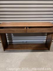 MaxSold Auction: Mid-Century Solid Wood Console Table with Drawers & Shelf - Yonkers (New York, USA) SELLER MANAGED Downsizing Online Auction - Riverdale Avenue (STORAGE)