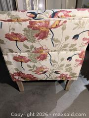 MaxSold Auction: Transitional Floral Accent Armchair with Wood Legs - Yonkers (New York, USA) SELLER MANAGED Downsizing Online Auction - Riverdale Avenue (STORAGE)