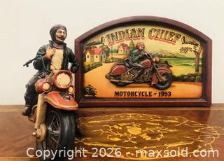 MaxSold Auction: Indian Chief 3D Wall Board Plus Motorcycle With Man On It - Richmond Hill (Ontario, Canada) SELLER MANAGED Downsizing Online Auction - Townwood Drive