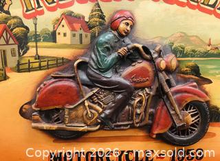 MaxSold Auction: Indian Chief 3D Wall Board Plus Motorcycle With Man On It - Richmond Hill (Ontario, Canada) SELLER MANAGED Downsizing Online Auction - Townwood Drive