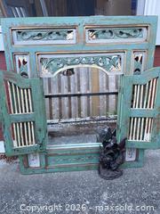 MaxSold Auction: Antique hand carved Balinese shutter mirror and dirty wood carving  - View Royal (British Columbia, Canada) SELLER MANAGED Downsizing Online Auction - Glentana Road